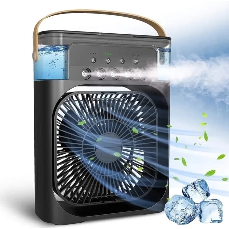 Refrigerador De Ar Ventilador Umidificador Portátil Com Led Reservatório De Água 7 Cores Led Usb