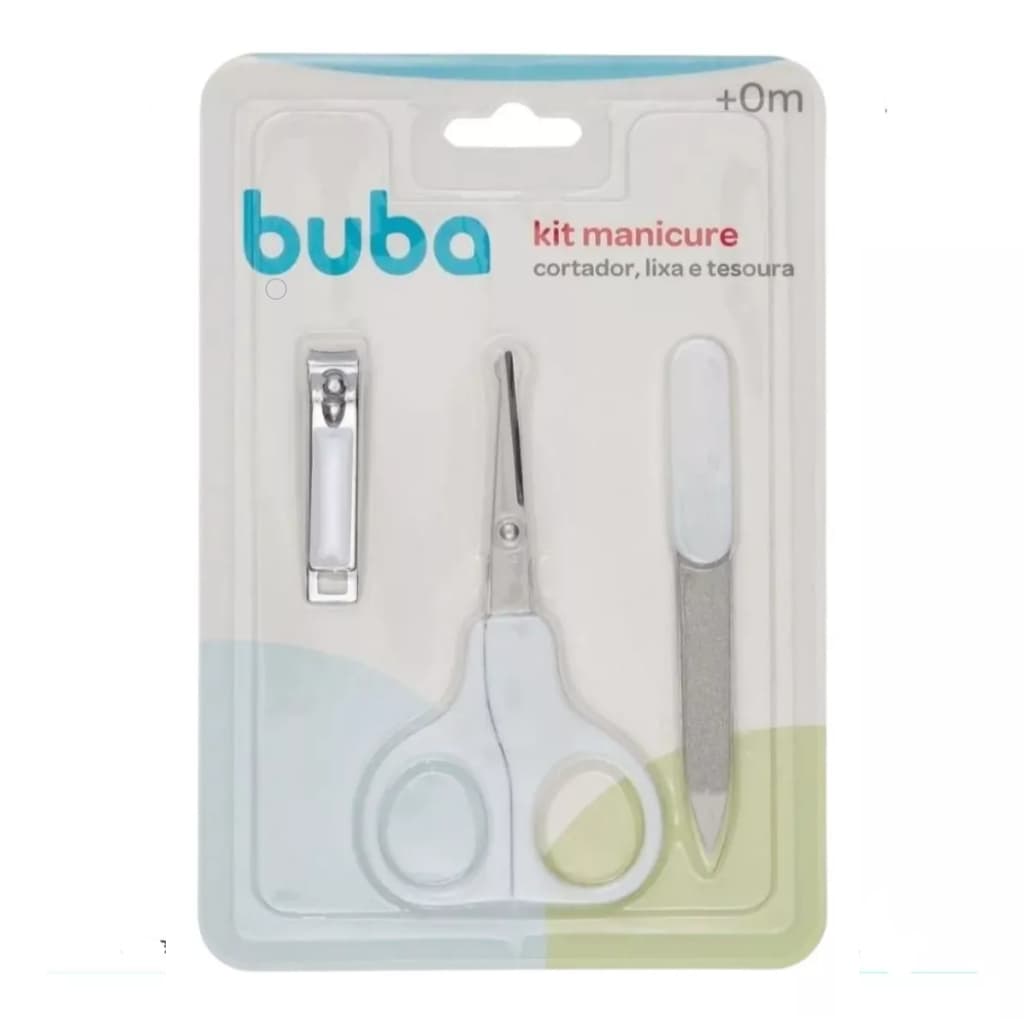 Buba Kit Manicure Infantil C/ Cortador de Unha Lixa E Tesoura Branca