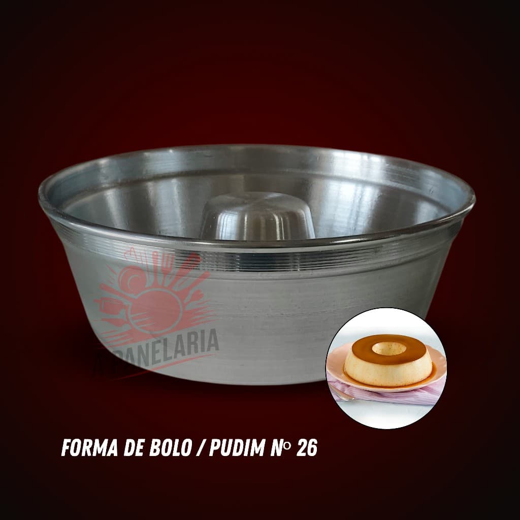 Forma grande bolo pudim n°26 - 3,8L - assadeira com cone forma para pudim bolo bolão cozinha multiuso aluminio