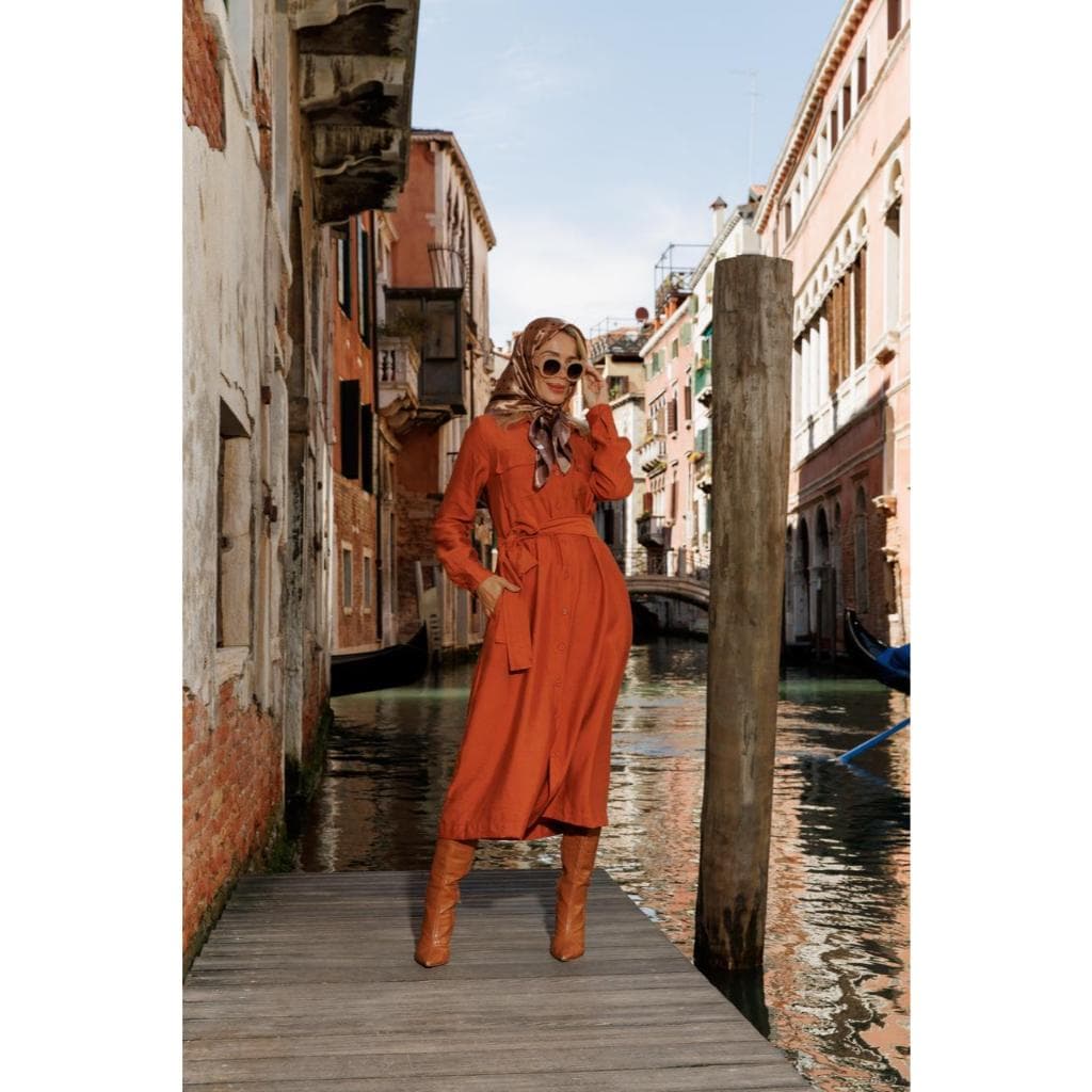 Vestido Longo Feminino Inverno Chemise Viscolinho Amarração Lateral Moda Inverno Elegante
