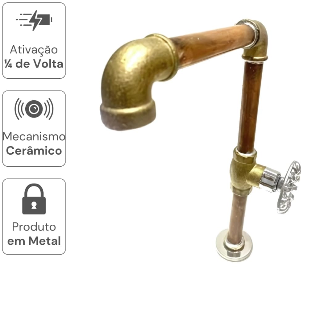 Torneira Industrial Banheiro Cuba Bruto Lavatório Rústica Cobre