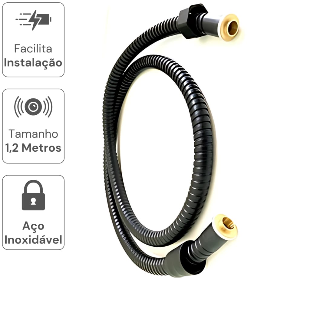 Mangueira Flexível Alta Pressão Ducha Hig 120 cm Black Preta