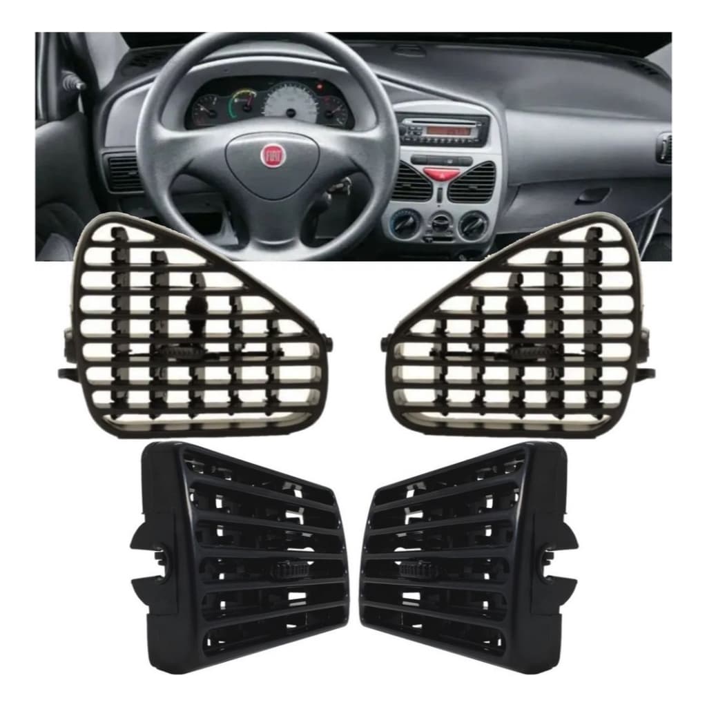 Kit 4 Difusor Grade Saida Ar Fiat Palio Fire 2008 2009 Preto
