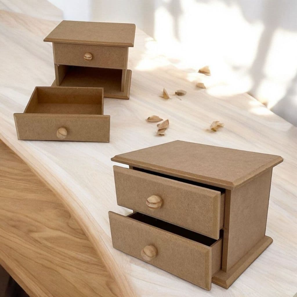 Gaveteiro organizador porta joias mini comoda bijuterias 2 gavetas com puxador MDF