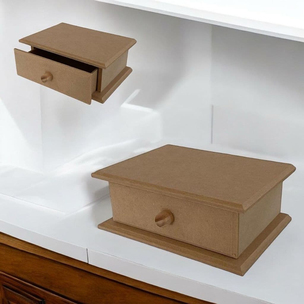 Organizador jóias e acessórios 1 gaveta com puxador MDF cru mini cômoda artesanato decora