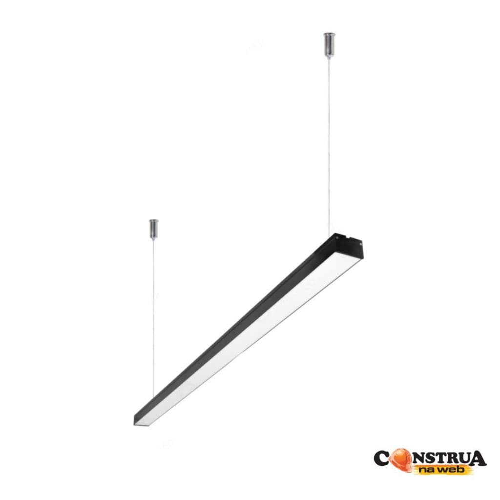 Pendente Luminaria 30W Escritório Led Linear 3000k Retangular Branco/Preto Bivolt 118cm BQ
