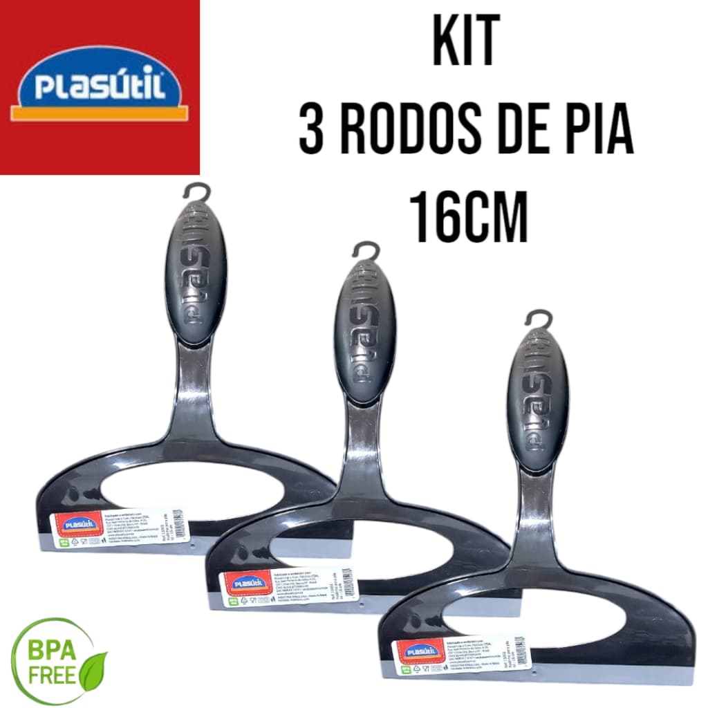 Kit 3 Rodinho de Pia Cozinha Alta Qualidade Rodo de pia 16 cm Plasútil Coisas de Casa Atacado