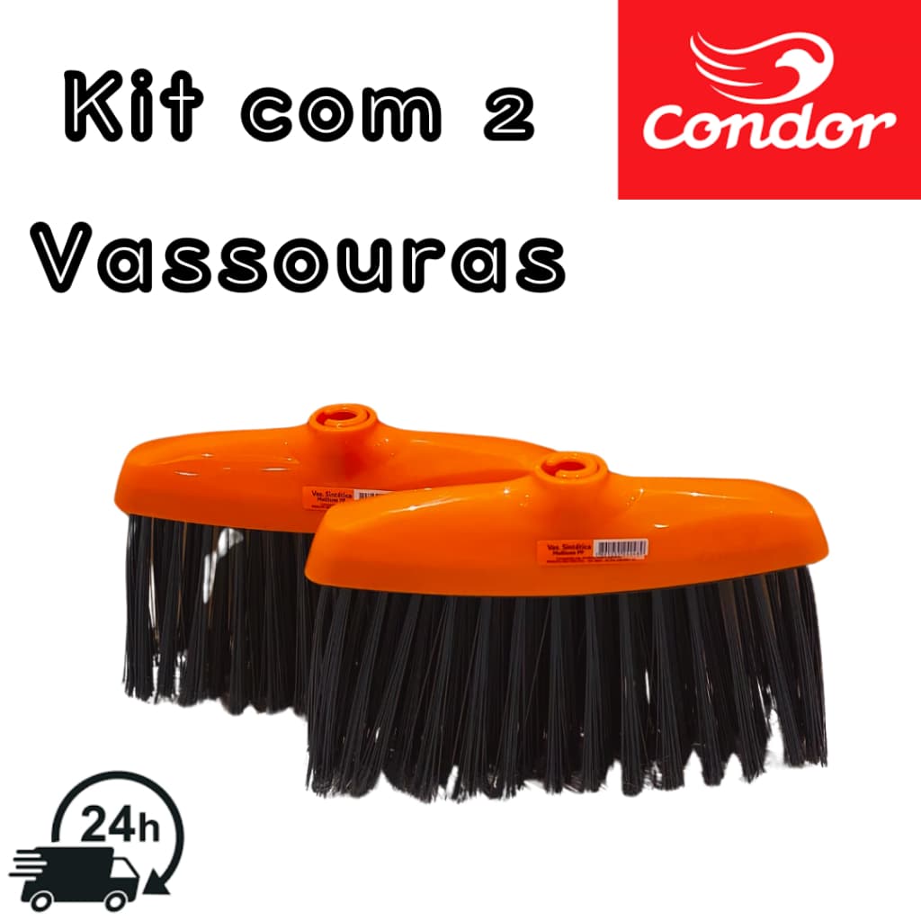 Kit Com 2 Vassouras Condor SEM CABO Original Limpeza Multiuso