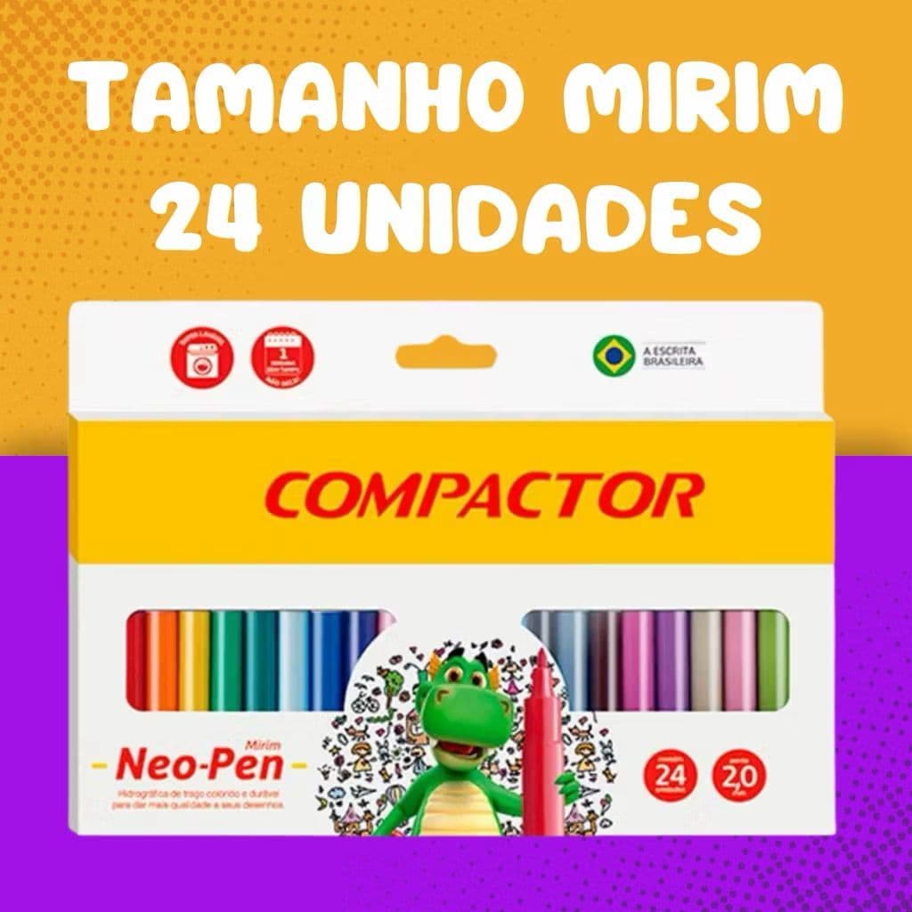 Canetinha Hidrográfica Neo-Pen Mirim 24 Cores Compactor