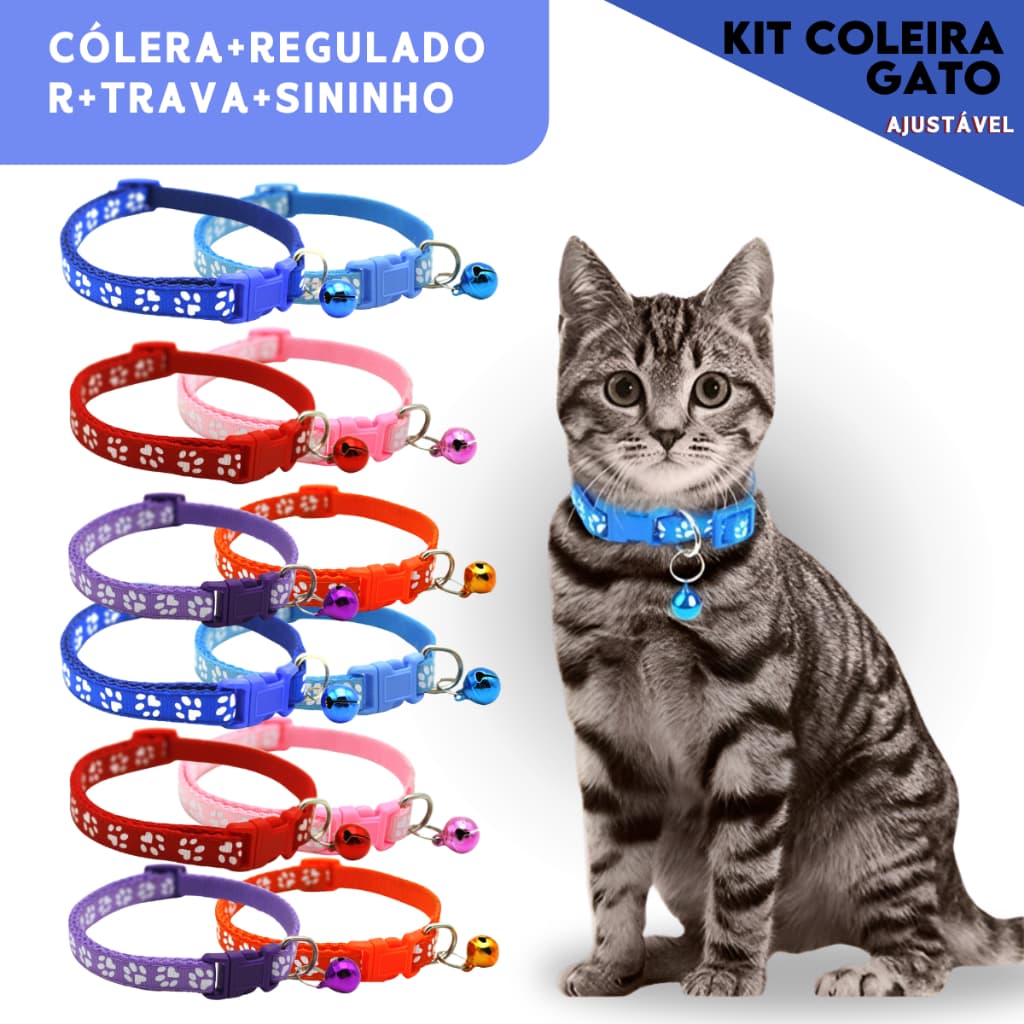 Coleira Pet Com Sino Ajustável Para Cães e Gatos Segura e Confortável - Mazzal