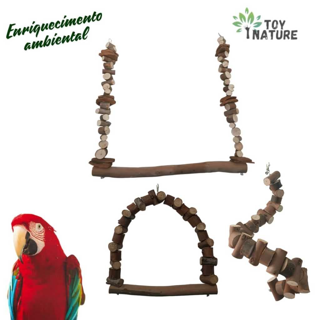 Briquedo para Arara,Papagaio kit 3un enriquecimento ambiental aves Toy nature eucalipto