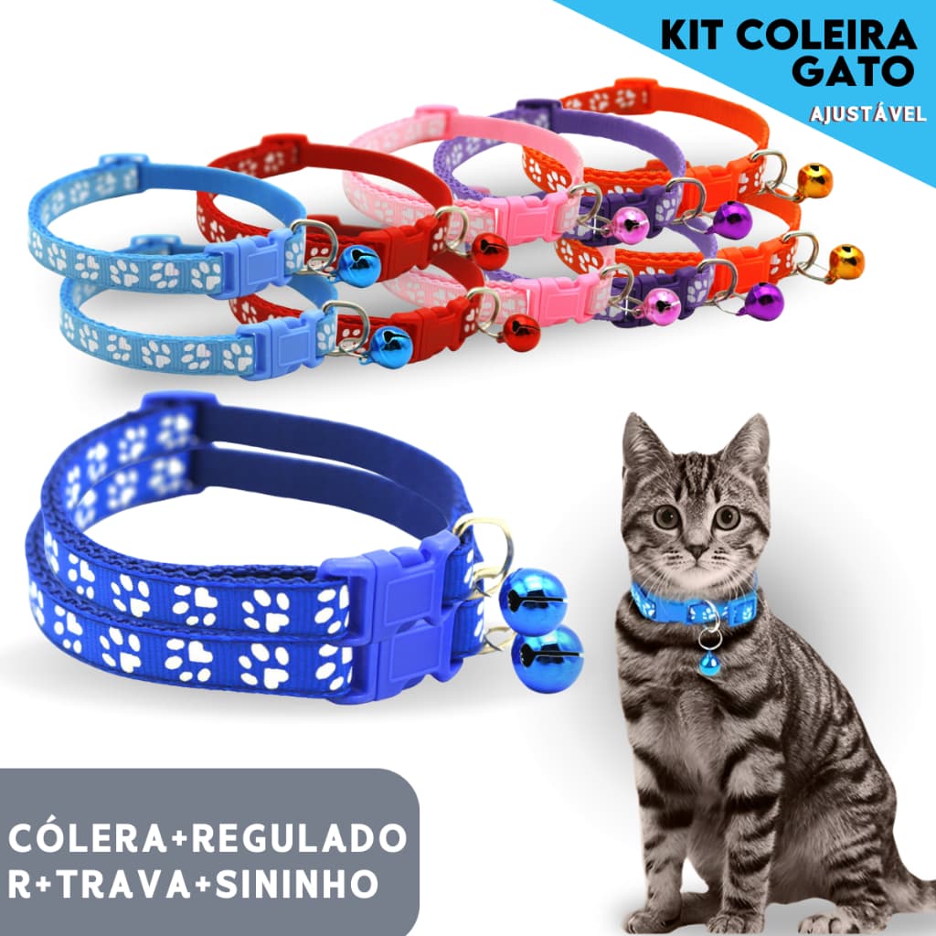 Coleira Pet Com Sino Ajustável Para Cães e Gatos Segura e Confortável - BNVT