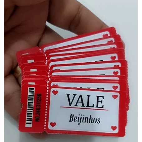 Ticket Vale do Amor Kit com 16 Unidades Tickets do Amor, Presente Dia dos Namorados
