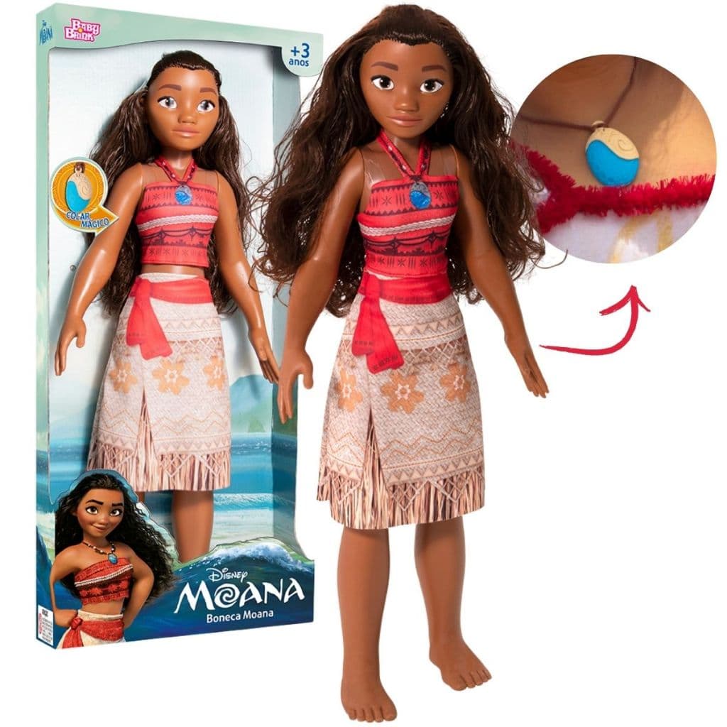 Boneca Moana Filme 2 Disney Original – Com Colar Boneca Grande 55cm Articulada Em Vinil Cabelo Lindo
