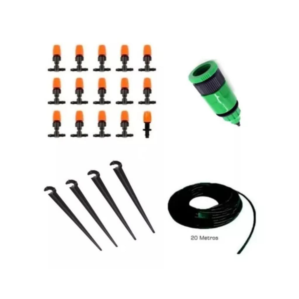 Kit Irrigação Nebulização Névoa - 15 Bicos C/ Estaca Suporte