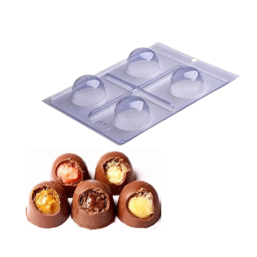 2 Formas Especial Acetato com Silicone P/ Trufa Bombom  (3 partes) Trufa 20g/ 45g/ 60g