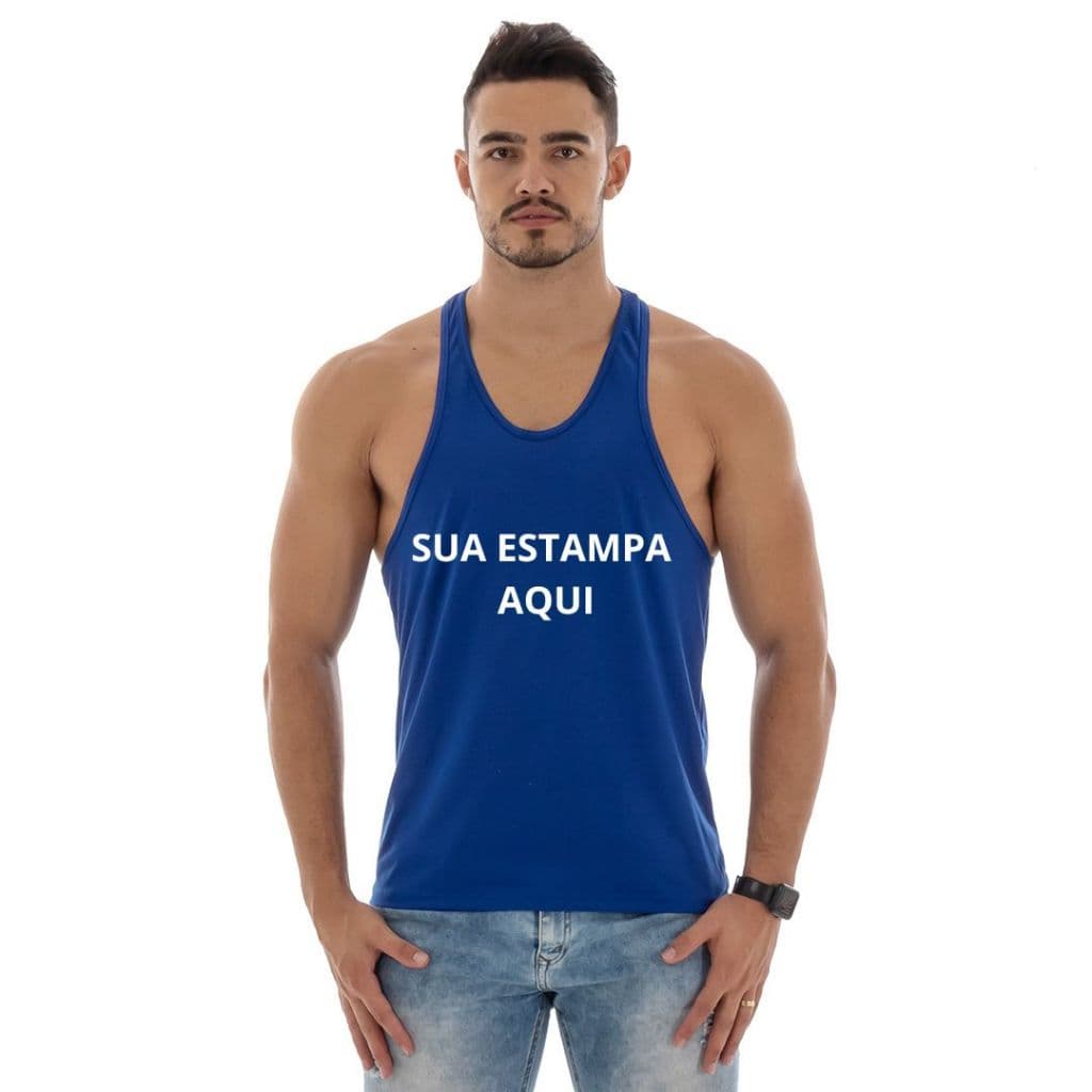 Camiseta Regata Cavada Nadador Masculina Academia Treino Personalizada Com Sua Estampa