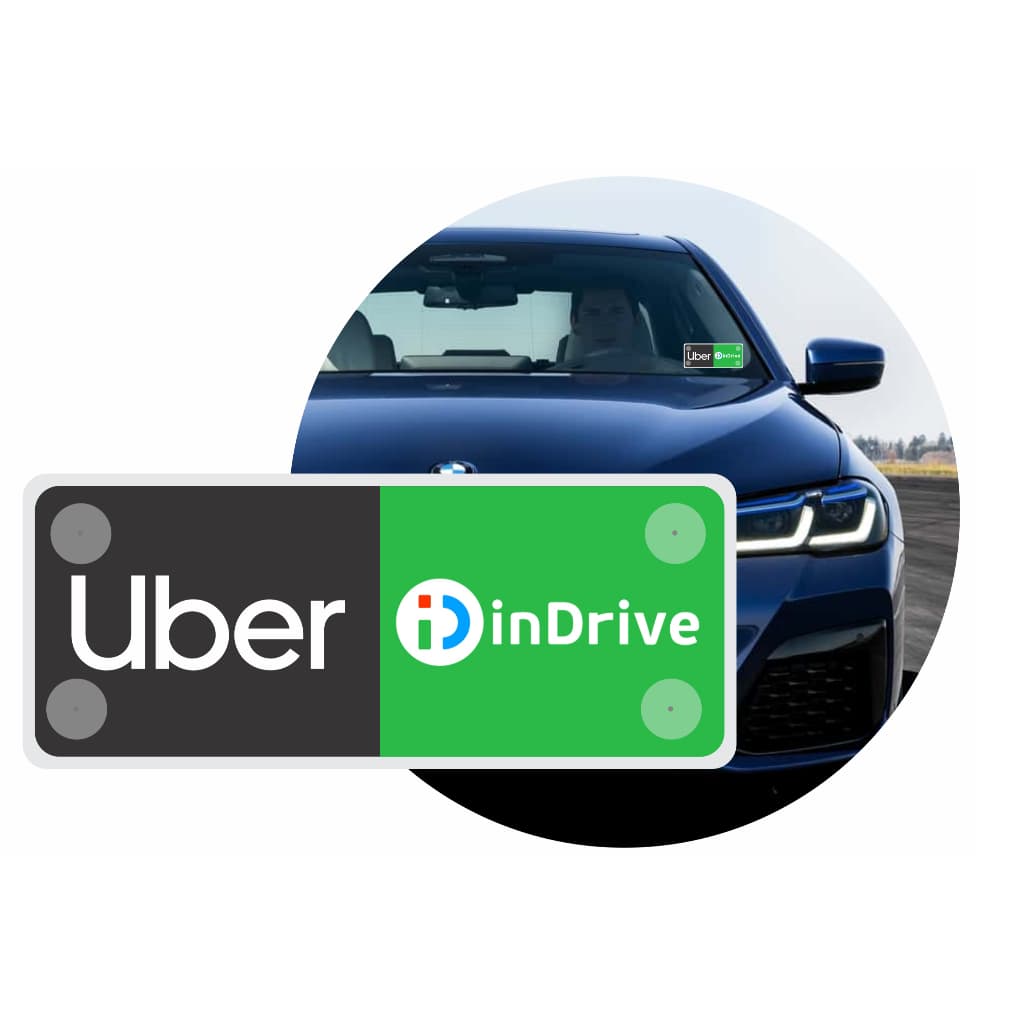 Placa de Identificação Uber InDrive 99 Para Motorista de Aplicativo Com Ventosa 14x5,5cm