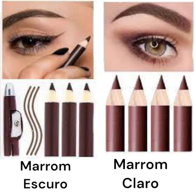 Lápis C/ Apontador Marrom Claro e Marrom Escuro para contorno Sobrancelha  Olhos e boca delineador maquiagem feminina
