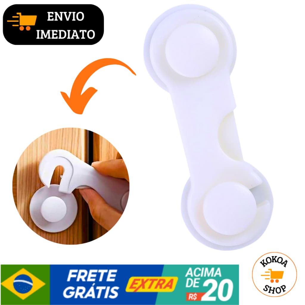 Trava para Armários e Gavetas de Plástico Resistente Segurança para Crianças Trava de Armário 02 Unidades