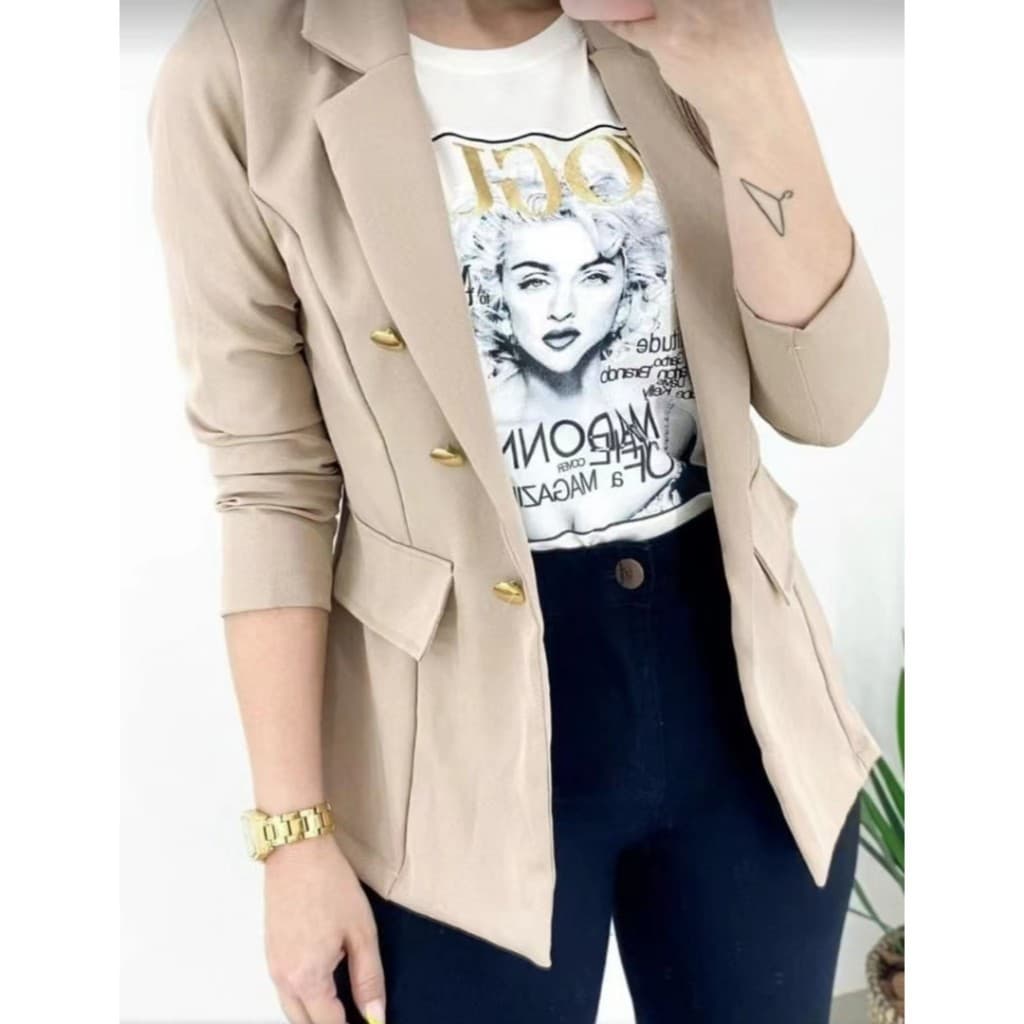 Blazer plus Feminino trabalha Alfaiataria Feminino Elegante Casual Outono Casaco e Padrão