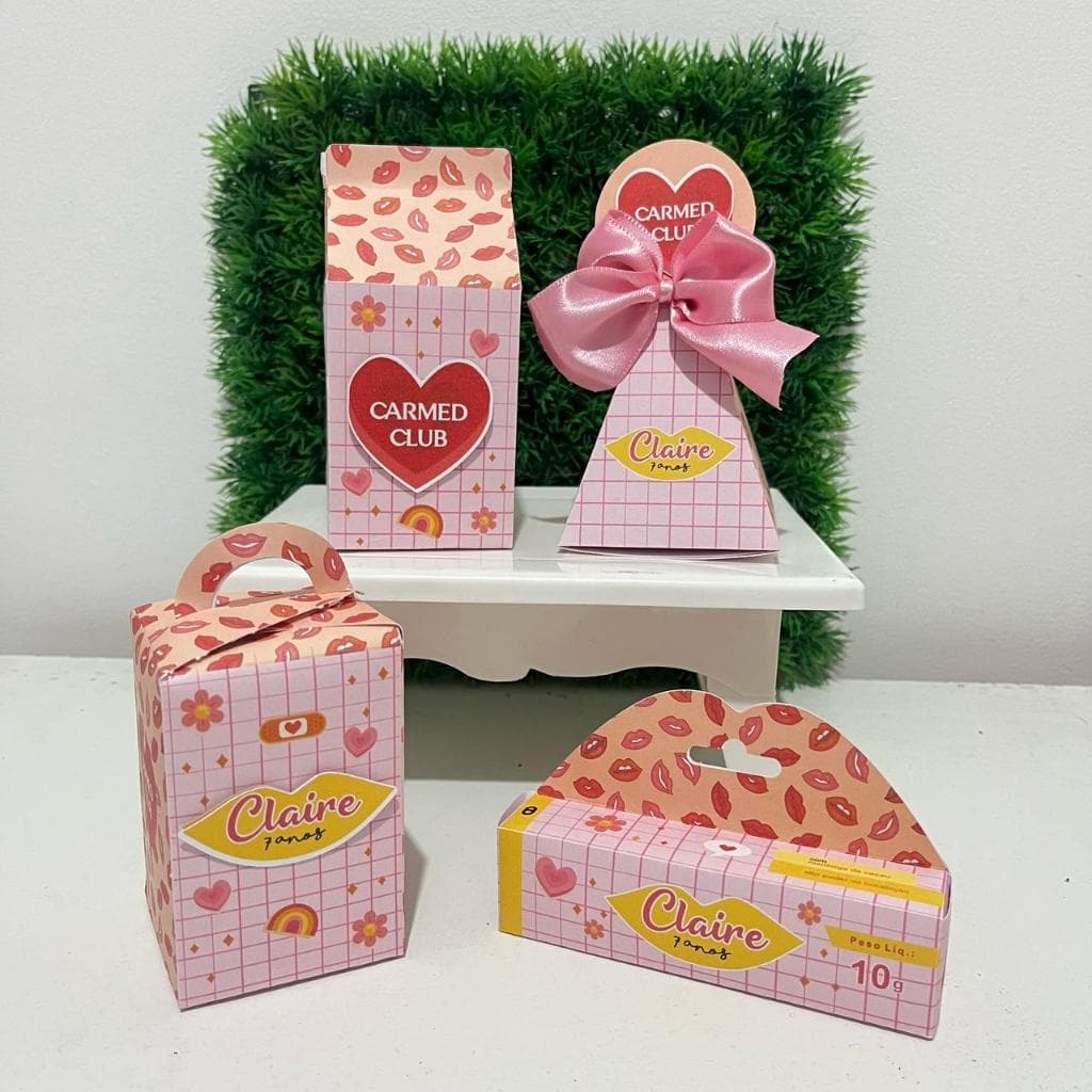 Kit Lembrancinha Personalizada Carmed – Caixinhas para Festa, Aniversário e Eventos