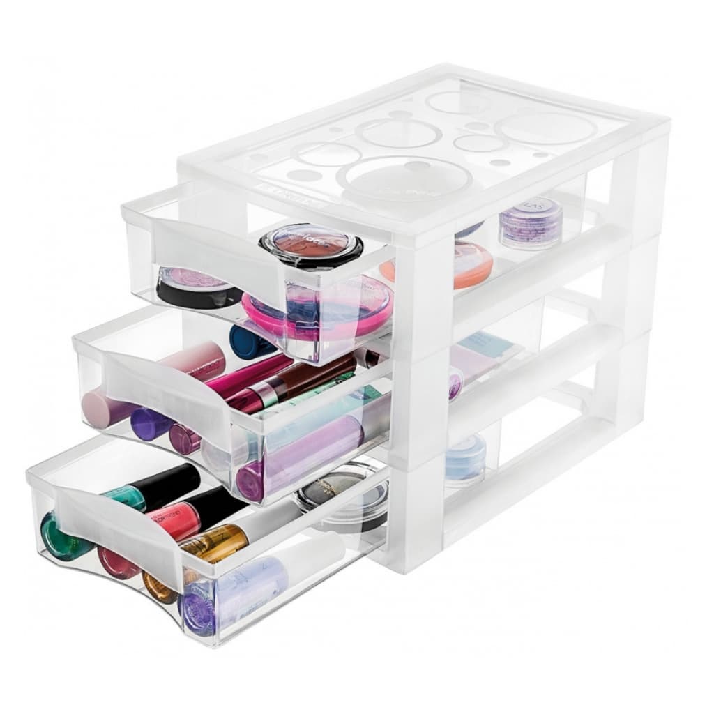 Gaveteiro de Mesa Plástico M com 3 Gavetas Ordene