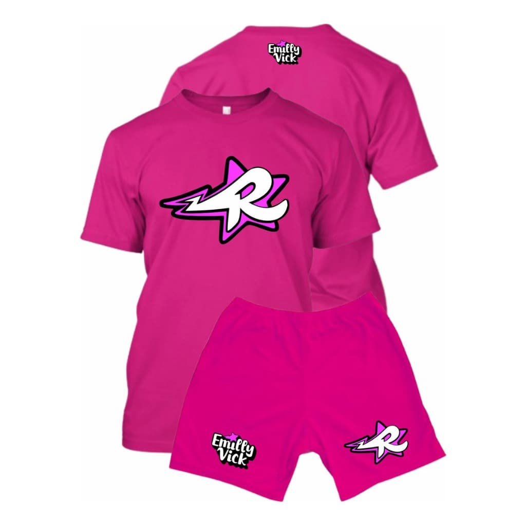 Pijama Rosas Emily Vick CAMISETA E SHORT PINK da EMILLY NOVA Evolução Dos Elementos a Ketlen Conjunto Com Short