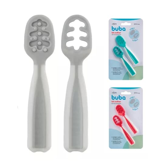 Buba Kit 2 Colheres  De Treinamento Bebê Introdução Alimentar Papinha Buba