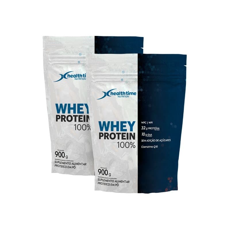 2x Whey 100% Health Time 900g (1,8kg) Isolado, Concentrado