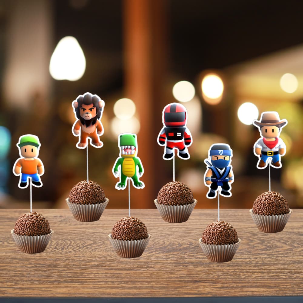 30 ou 60 Toppers de docinhos Stumble Guys - Topper Cup Cake Stumble Guys
