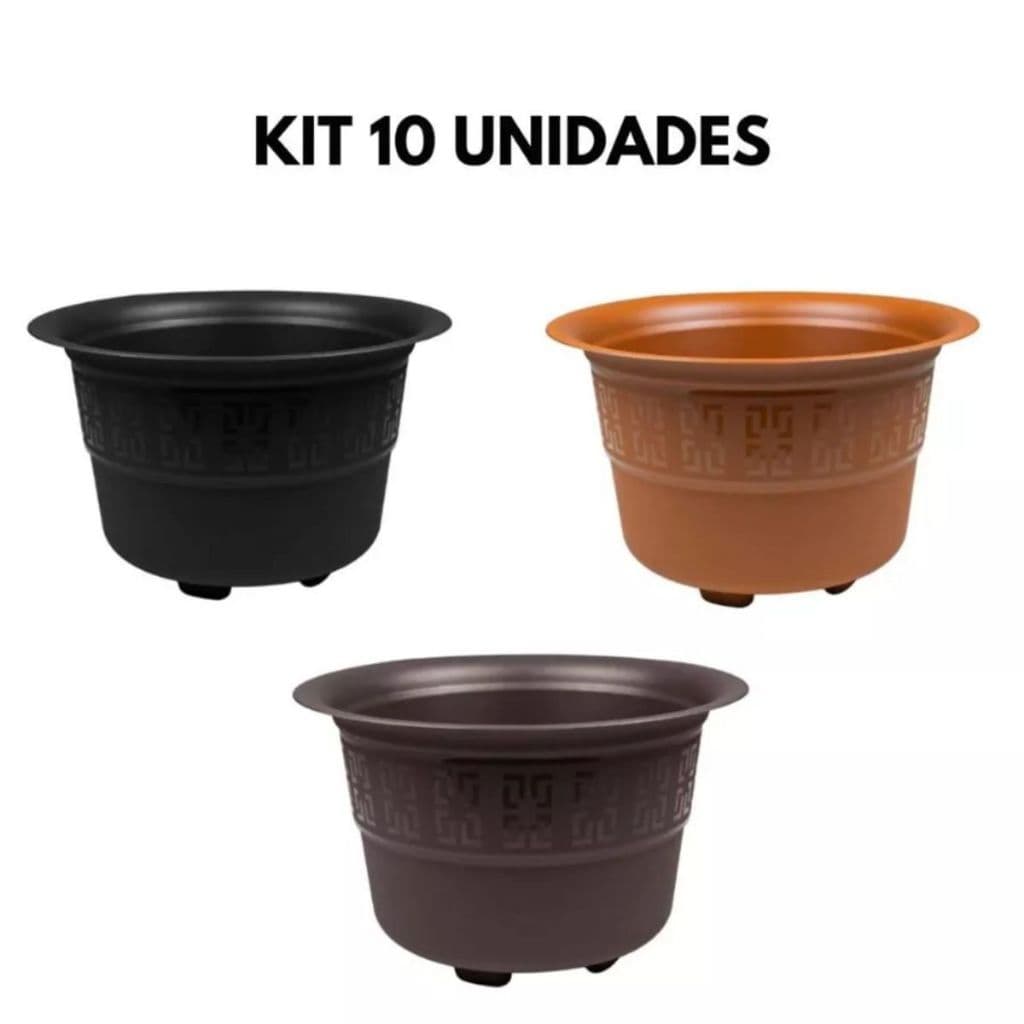 Kit 10 Vasos Redondo Suculenta 5 Litros Decoração Casa Jardim Plantas