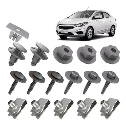 Kit 17 Grampos Presilhas Fixação Parabarro Diant Onix Prisma 2013 ATÉ 2016