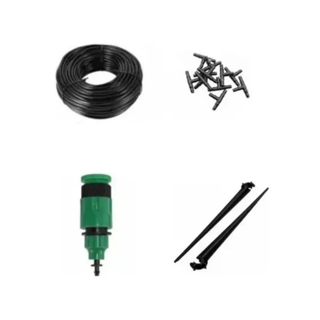 Kit 30 Mt Micro Tubo, 30 Tee, 30 Estaca E 1 Engate Rapido
