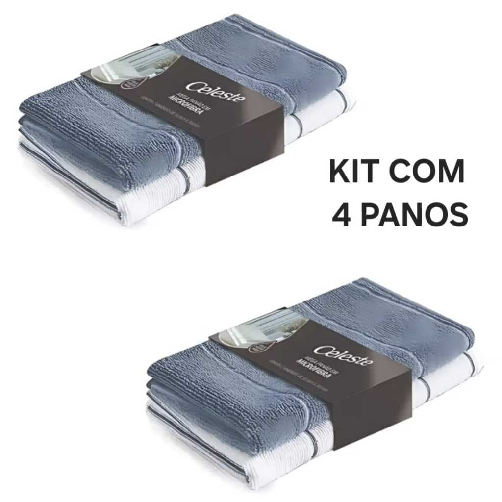 Kit com 04 Mega Panao 50 x 80 Cm  Super Absorvente Seca  Chao Pano  De Limpeza Microfibra Alta Qualidade