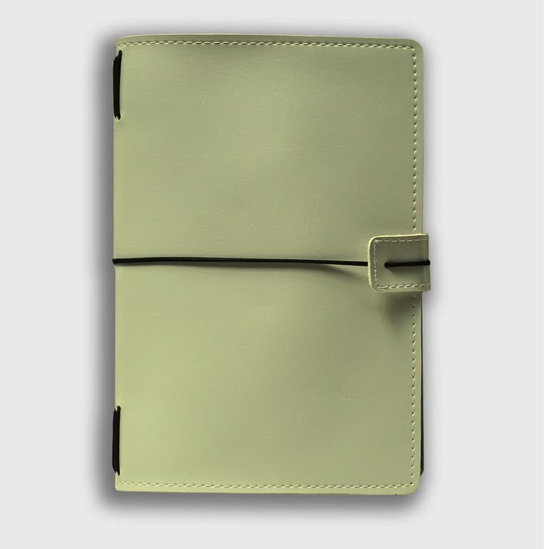 Kit Caderno Sem Pauta 60 Folhas Grande E Capa De Couro Sintética Midori Singular Coleção Racinet