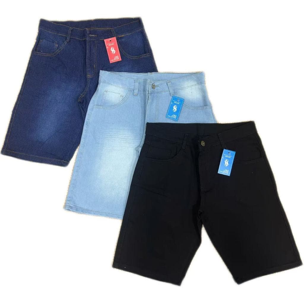 KIT3 Bermuda Jeans Masculina Com Elastano SLIM direta da fabrica Premium várias  modelos