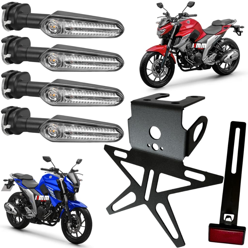 Eliminador De Rabeta Fazer 250 Fz25 Fixo + Kit 4 Setas Leds