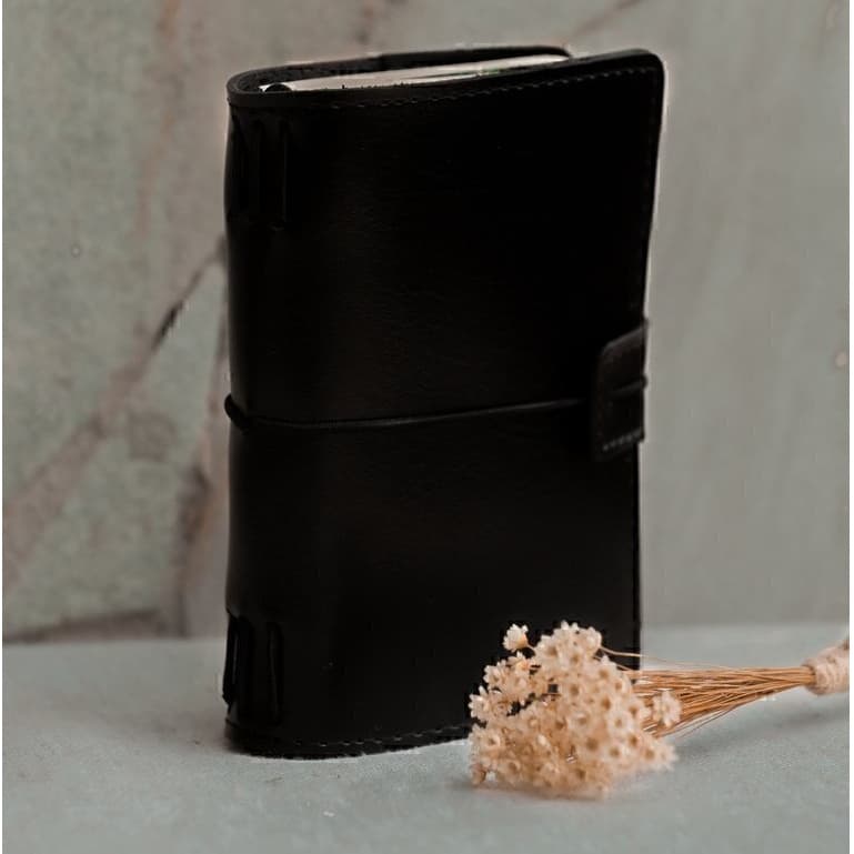 Kit 3 Cadernos 60 Folhas Sem Pauta De Bolso + Capa De Couro Midori Triplo Van Gogh