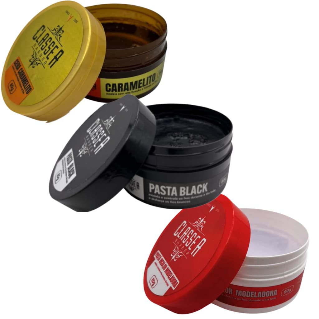 Pomada Black, Brilho ou Caramelito 80g Classe Pasta Para Todos os Tipos Cabelo