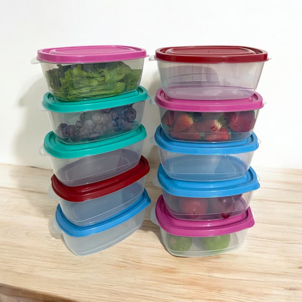 Kit 10 Potes 800ml Transparente p/Marmita Fitness Organizador de Microondas e Freezer- BPA Free