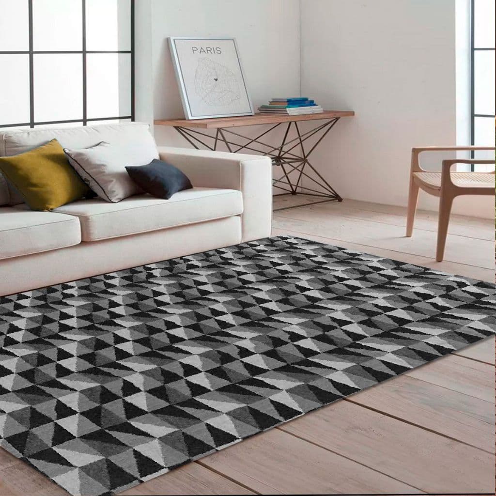 Tapete Sala e Quarto Antiderrapante Geométrico 1,40 x 2,00m Decorativo Moderno Fácil de limpar e secagem rápida
