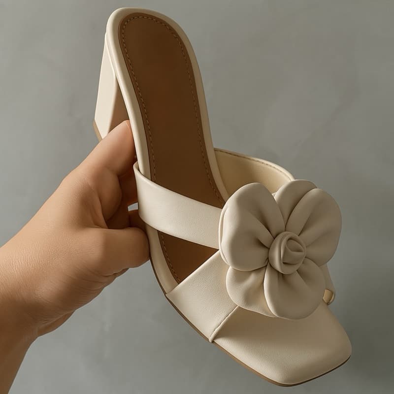 Tamanco Feminino Salto Bloco Confortável – Detalhe Flor Delicada | Estilo Moderno e Charme no Dia a Dia