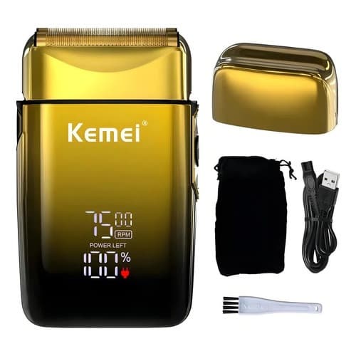 Maquina De Barbear Acabamento aparar Pelo e Cabelo Shaver Aparador Kemei-tx10 Barbeador Elétrico Com Tela Led - Bivolt