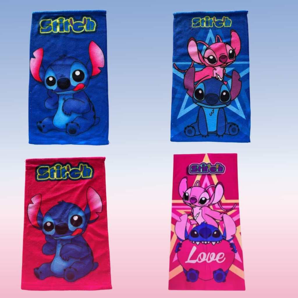 Toalhas de Rosto e Mãos Stitch Kit 04 Azul Rosa Infantil Meninos Meninas