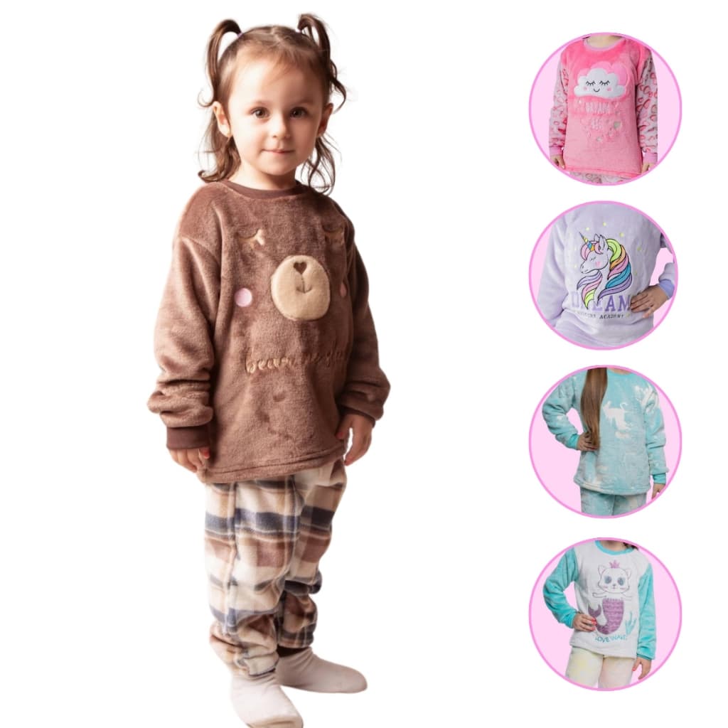 Pijama Inverno Fleece Feminino Infantil