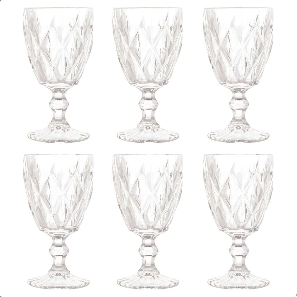 Jogo 6 Taças Vidro 340ml Diamond Transparente