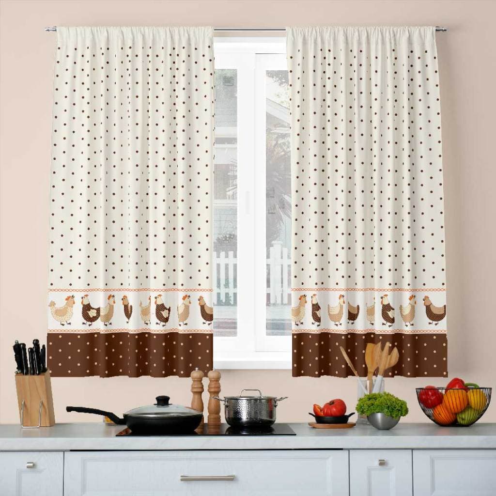 Cortinas para Cozinha passa varão Estampadas 2.00m x 1.36m Decoração Galinhas