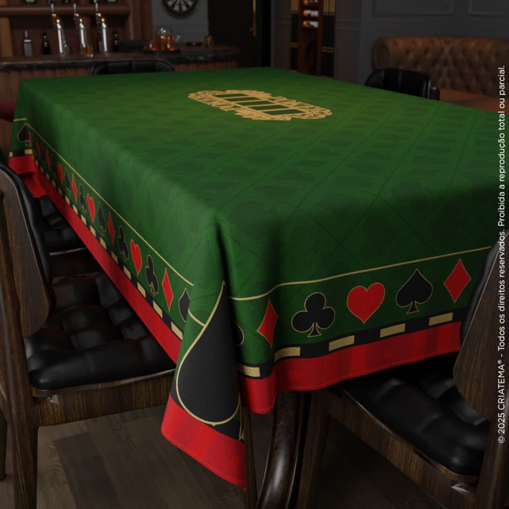 Toalha de Mesa Aveludada para Jogo de Baralho Truco Poker Retangular em Tecido 150x220cm - 6 Lugares