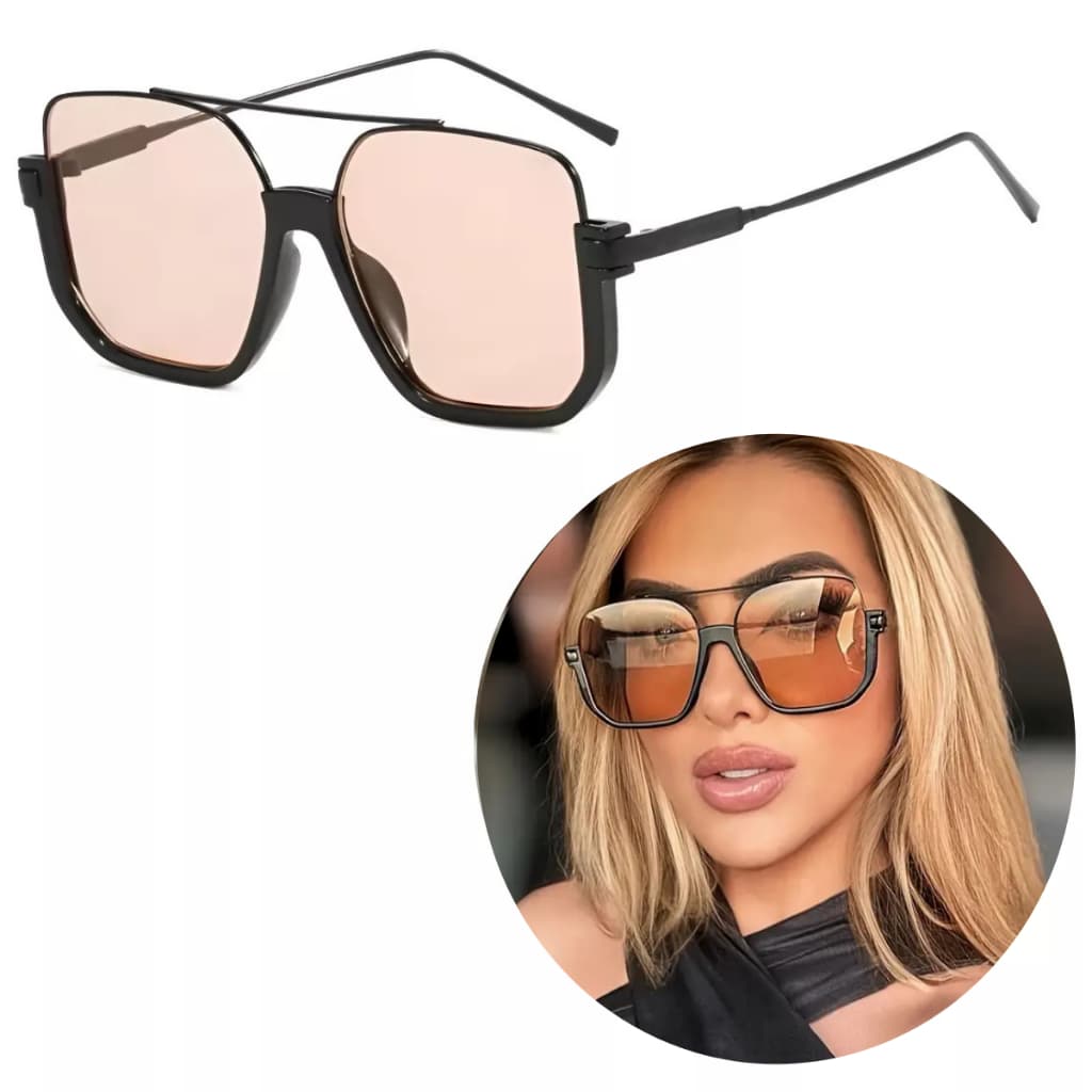 Óculos De Sol Estilo Vintage Metal Grande Moda Influencers Blogueiras
